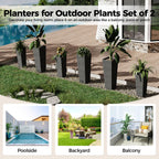 Greenhaus Gardening Tall Rattan Planters Set with Removable Insert Buckets Set of 2
