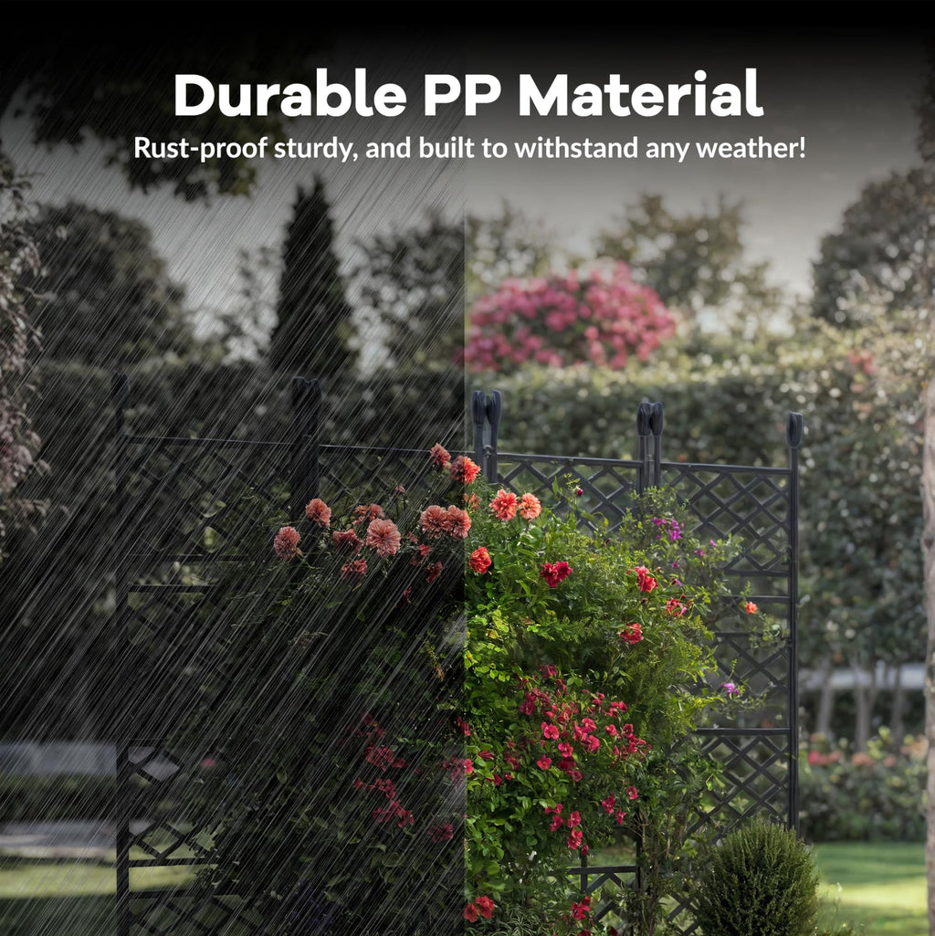Greenhaus Gardening Raised Garden Planter Box with Metal Privacy Trellis