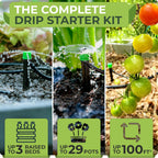 Greenhaus Gardening 100ft Drip Irrigation System Kit with Adjustable Sprinklers for Raised Beds & Gardens