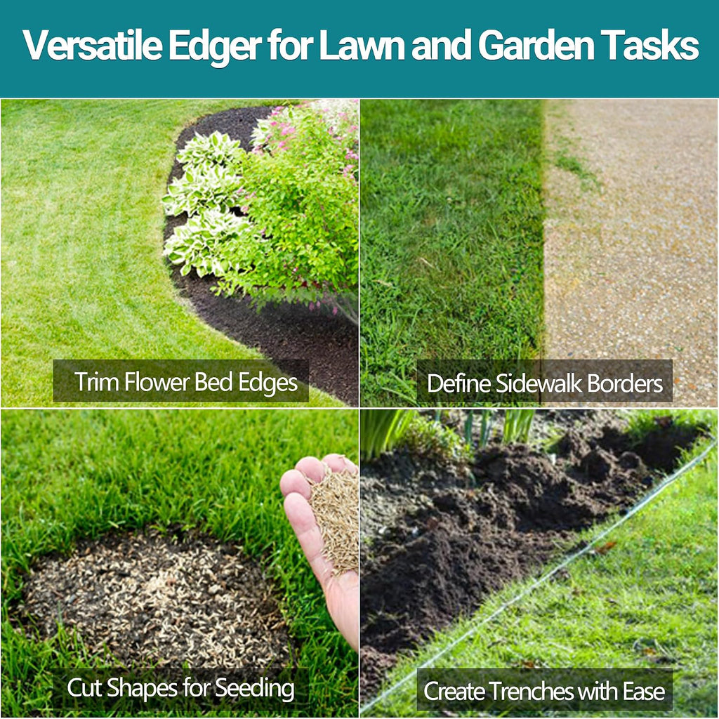 Greenhaus Gardening Heavy-Duty Half Moon Lawn Edger with Serrated Spring Steel Blade