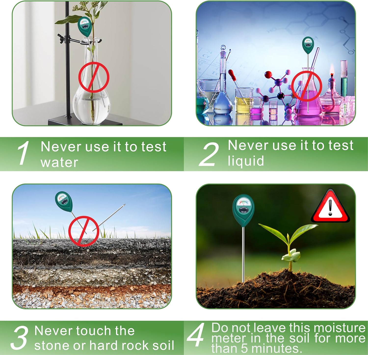 Greenhaus Gardening Long Probe Soil Moisture Meter for Indoor & Outdoor Plants