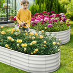 Greenhaus Gardening Oval Galvanized Raised Garden Bed 6 x 3 x 1 FT