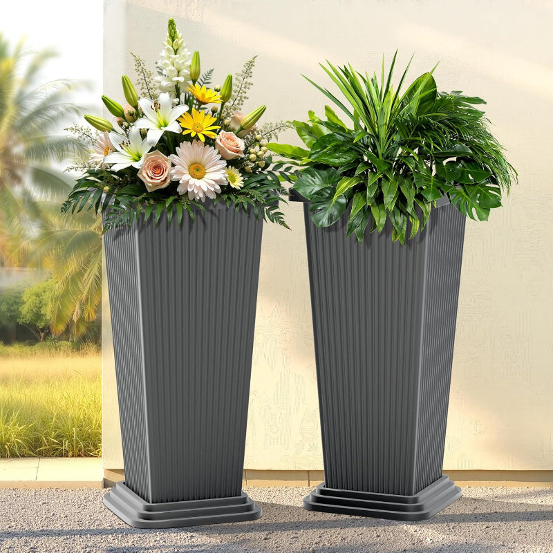 Greenhaus Gardening Modern Self-Watering Tall Planter Set