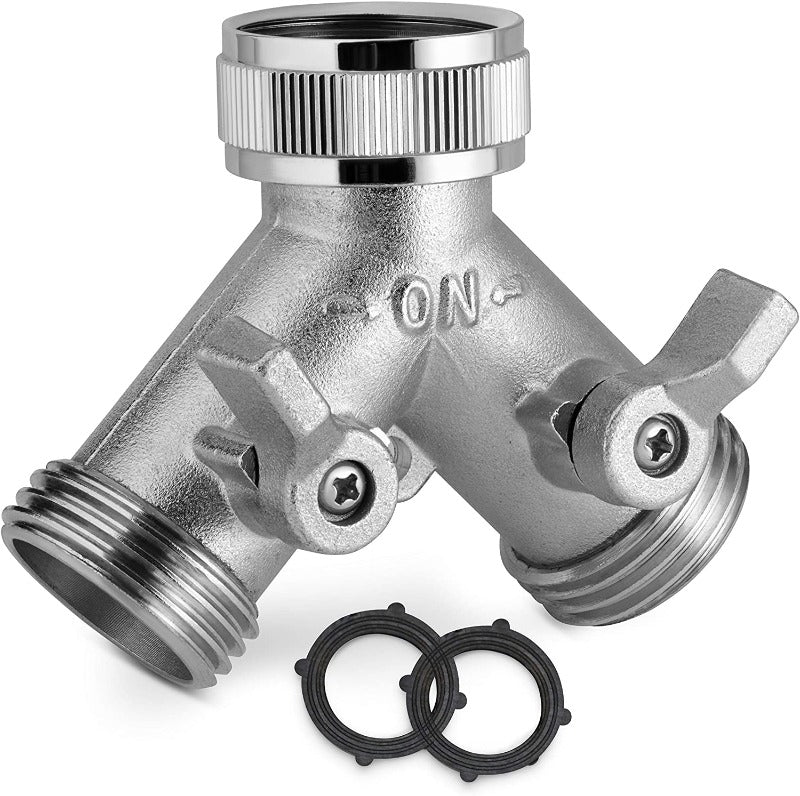 Greenhaus Gardening Brass Hose Adapter with Watertight Ball Valves
