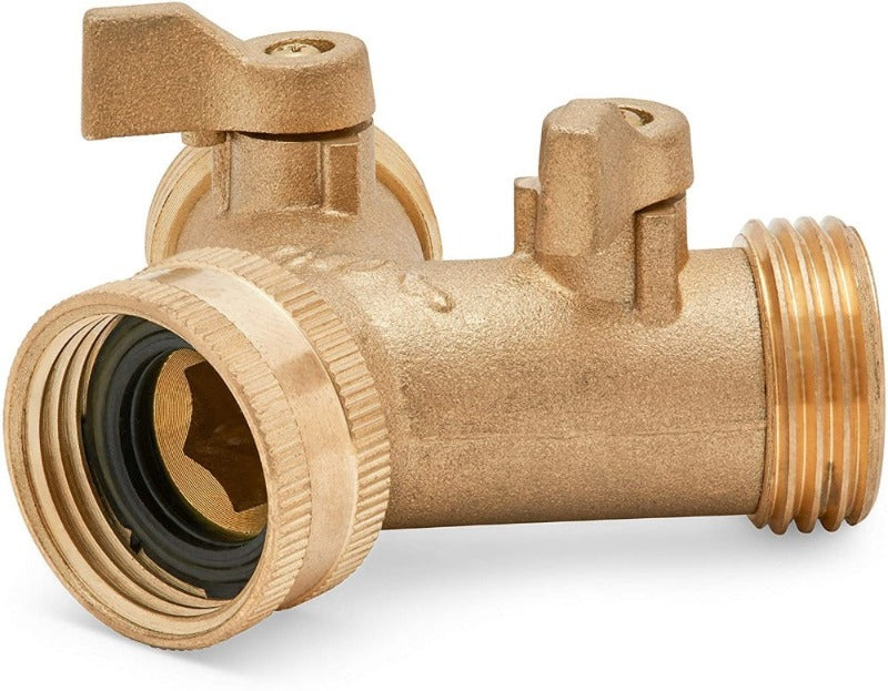 Greenhaus Gardening Brass Hose Adapter with Watertight Ball Valves