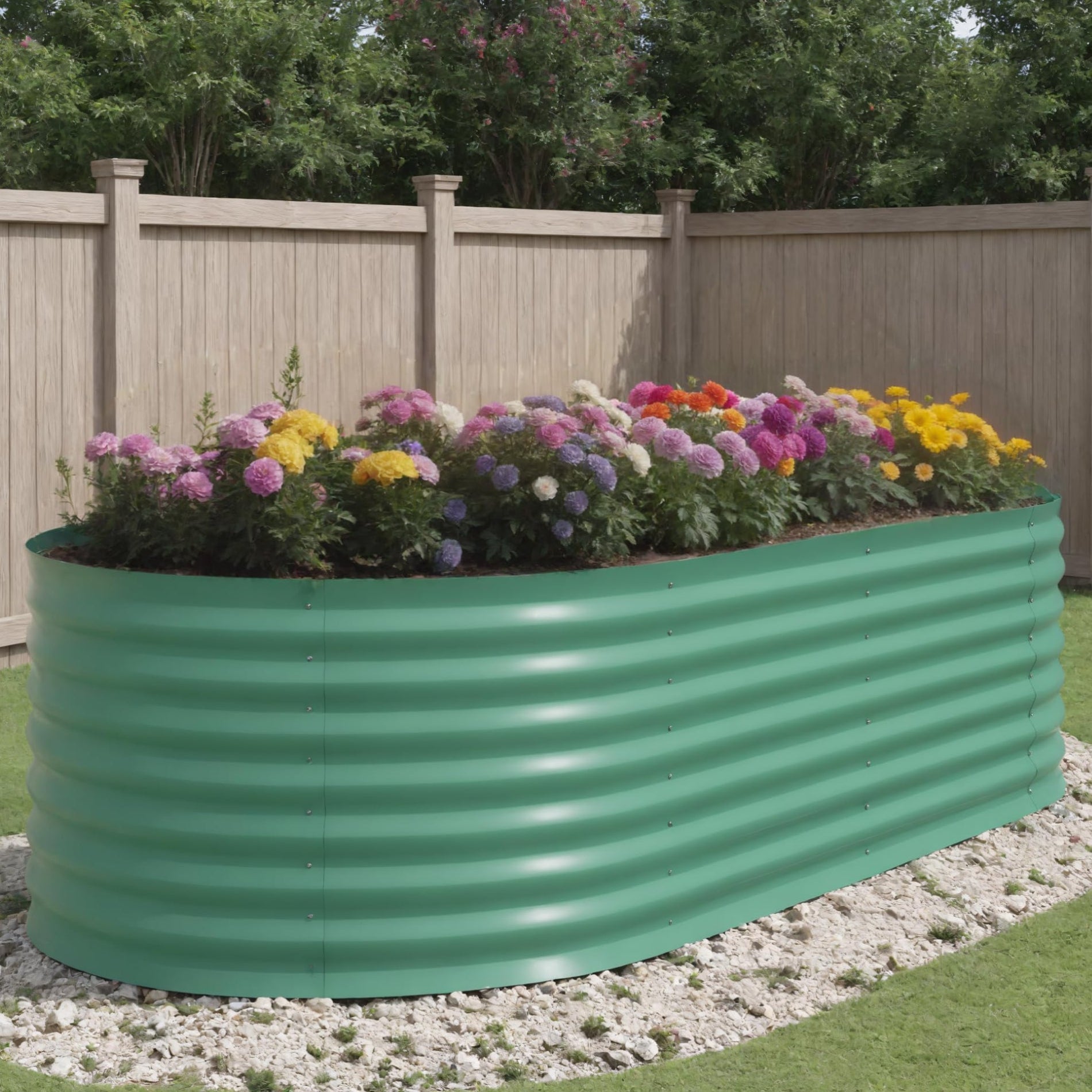 Greenhaus Gardening 8 x 4 x 2 FT Oval Metal Raised Garden Bed