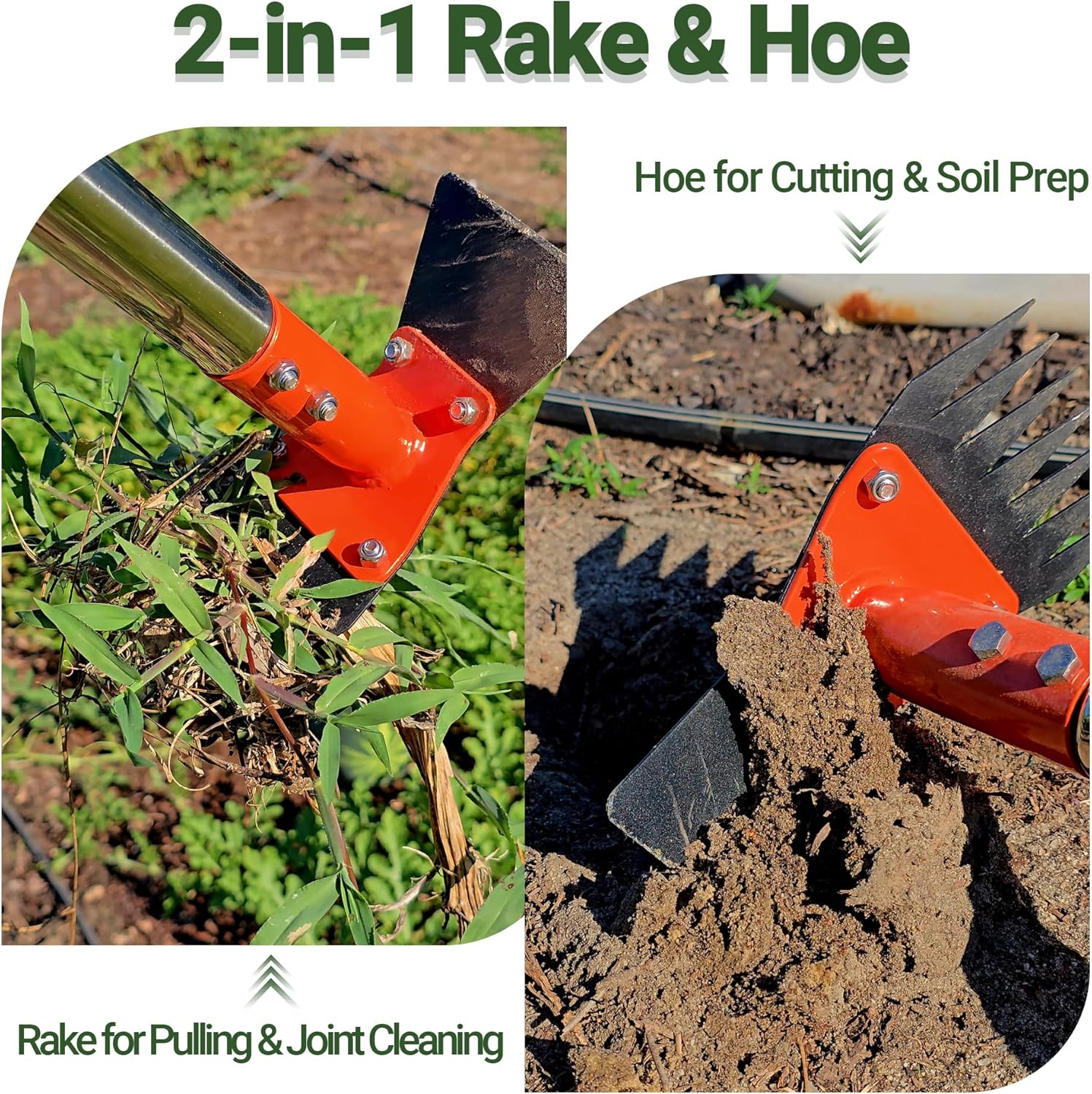 Greenhaus Gardening 2-in-1 Garden Hoe and Weed Puller with Adjustable Long Handle