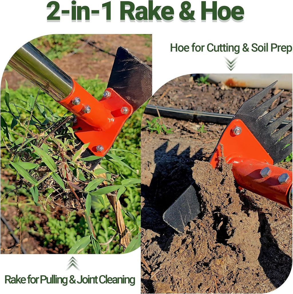 Greenhaus Gardening Professional Weeding Hoe with Spring Steel Rake Head