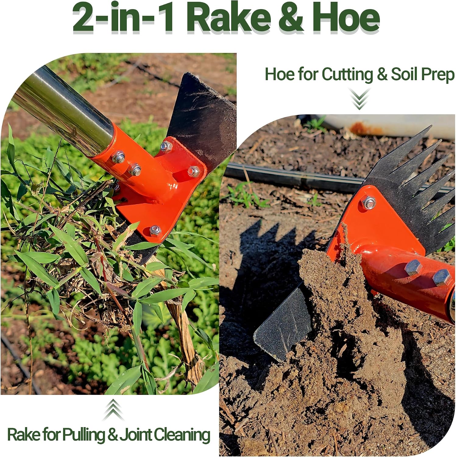 Greenhaus Gardening Professional Weeding Hoe with Spring Steel Rake Head