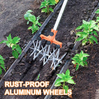 Greenhaus Gardening 57-Inch Rotary Cultivator with Adjustable Handle and Interchangeable Wheels