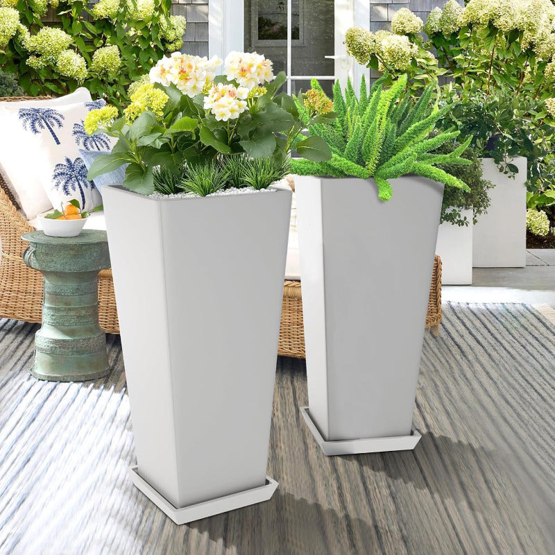 Greenhaus Gardening Modern Self-Watering Tall Planter Set