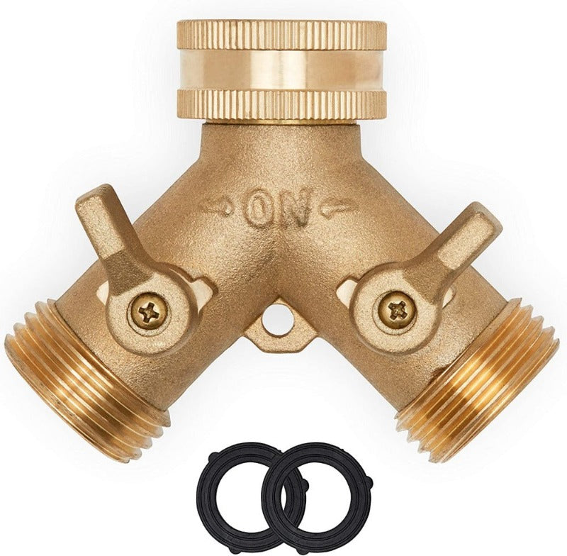 Greenhaus Gardening Brass Hose Adapter with Watertight Ball Valves