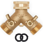 Greenhaus Gardening Brass Hose Adapter with Watertight Ball Valves