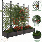Greenhaus Gardening Raised Garden Planter Box with Metal Privacy Trellis