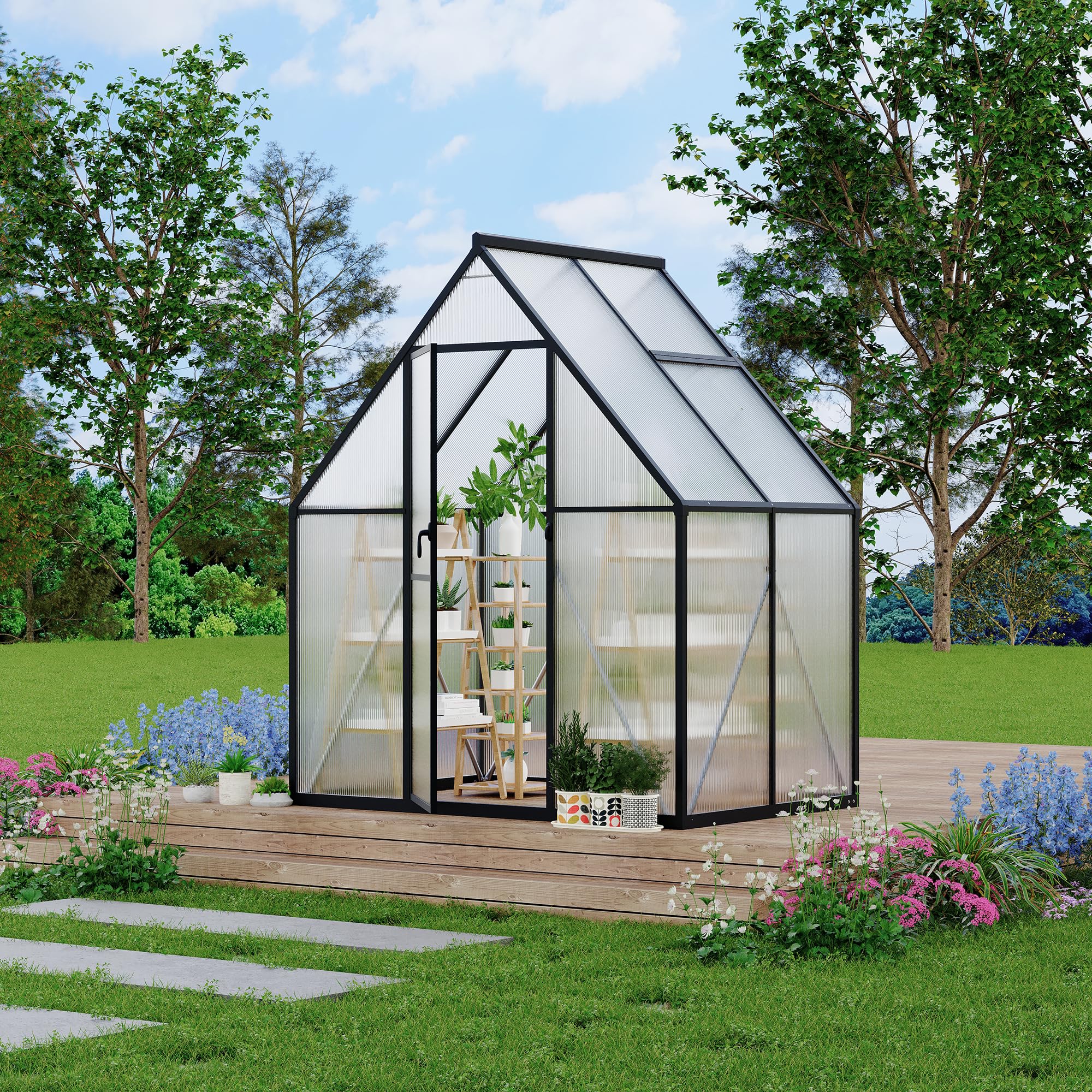 Greenhaus Gardening Aluminum Polycarbonate Greenhouse for Outdoor Gardening
