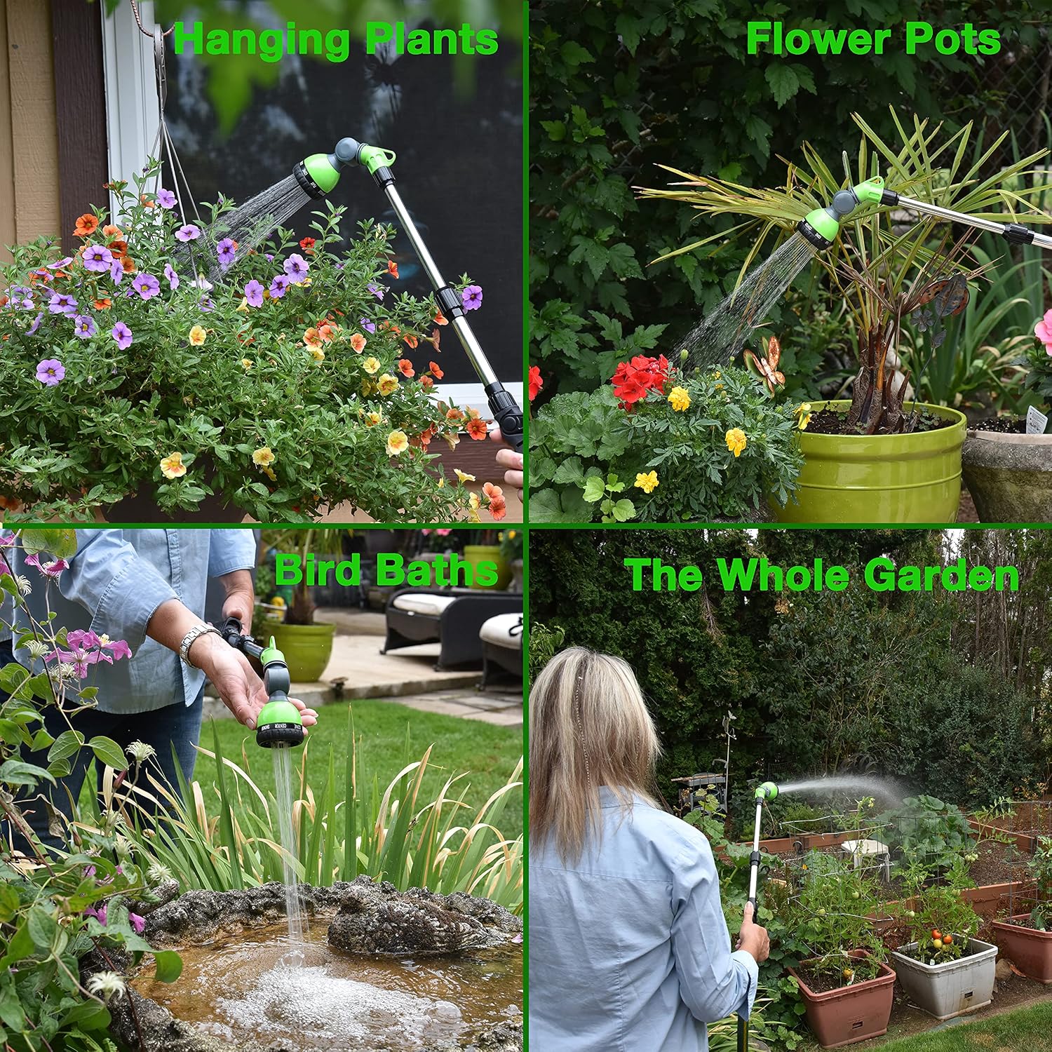 Greenhaus Gardening 18-24" Adjustable Watering Wand with 8 Spray Patterns