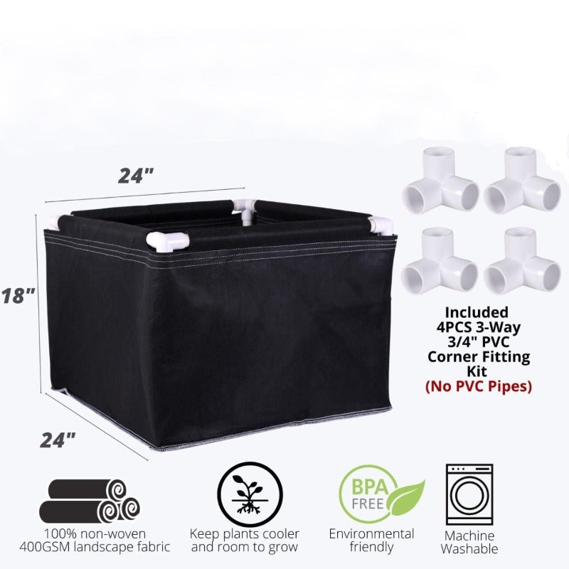 Greenhaus Gardening Portable Fabric Planter Box for Herbs Vegetables and Fruits