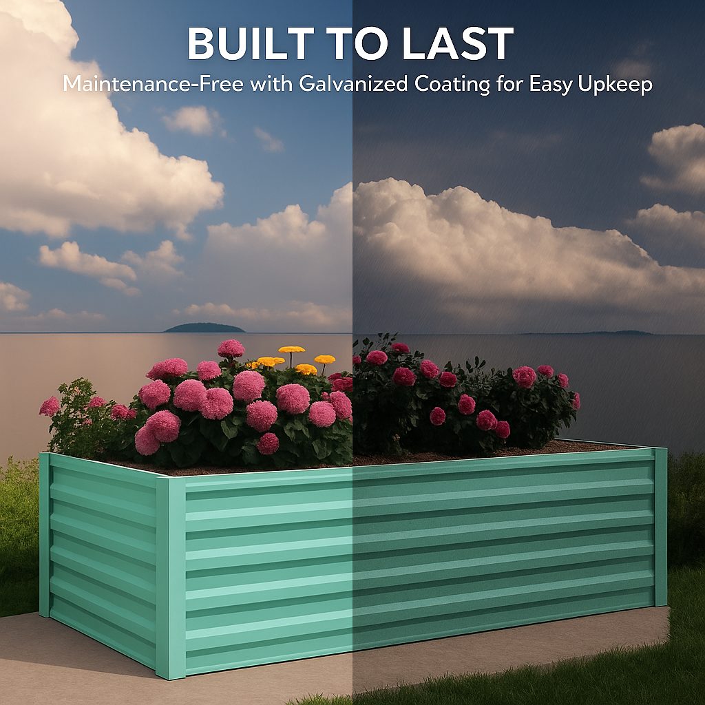 Greenhaus Gardening 6 × 3 × 2 ft Galvanized Raised Garden Bed