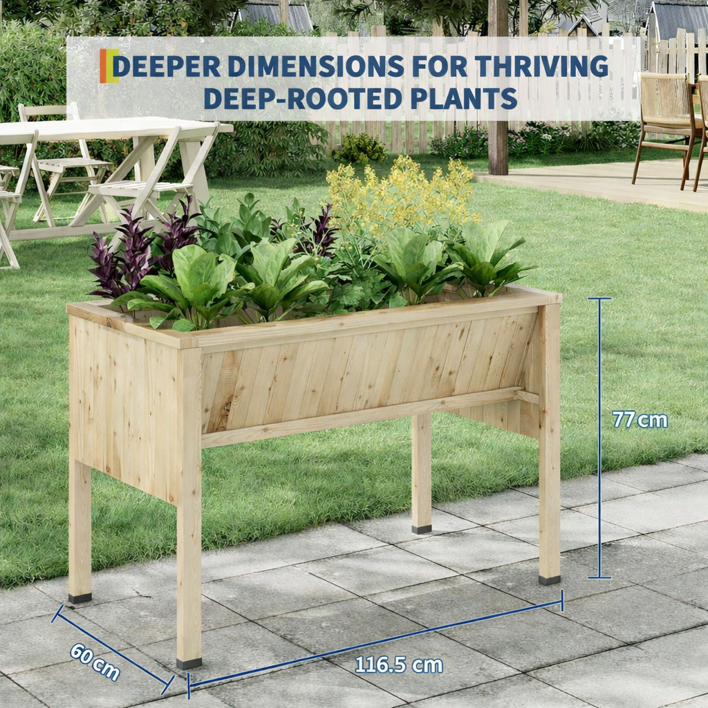 Greenhaus Gardening 46 × 24 × 31 in Elevated Wooden Raised Garden Bed