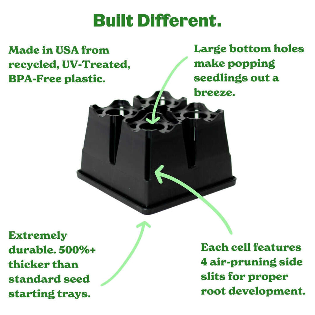 Greenhaus Gardening Seed Starting Trays 4-Cell Deep Tray for Strong Roots