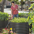 Greenhaus Gardening Round Raised Garden Bed, Deep Root Vegetable Growing Planter