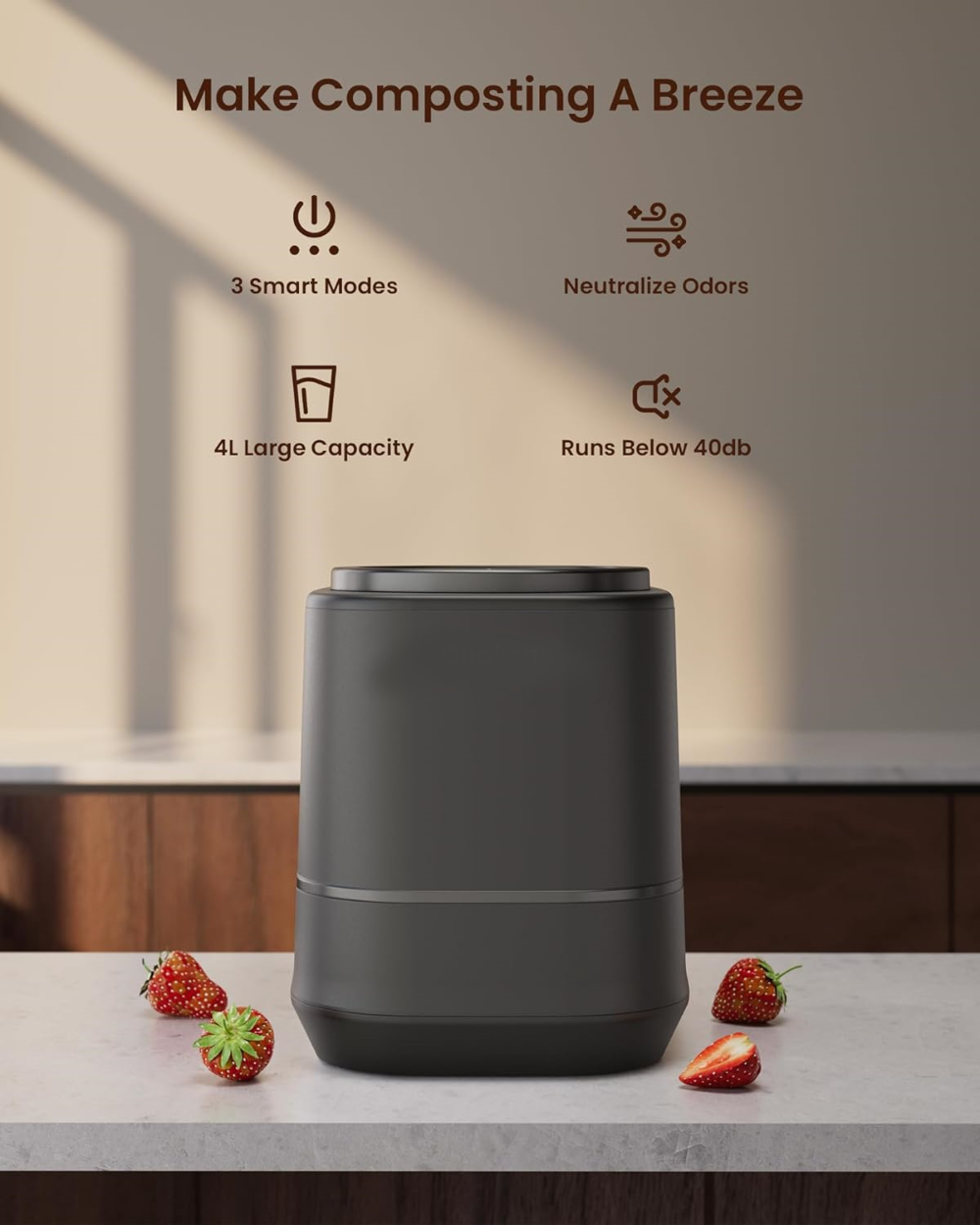 Greenhaus Gardening 4L Countertop Food Waste Composter