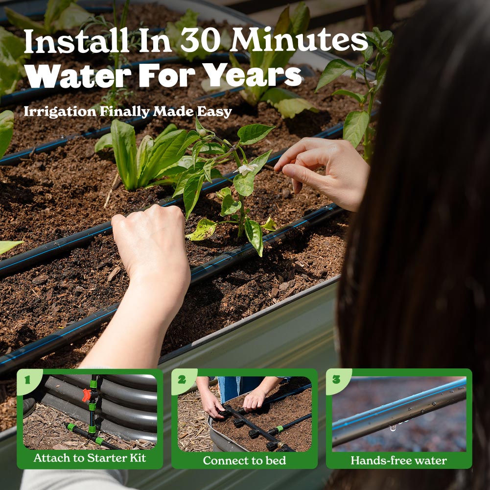 GreenHaus Gardening Expandable Raised Bed Drip Irrigation Kit