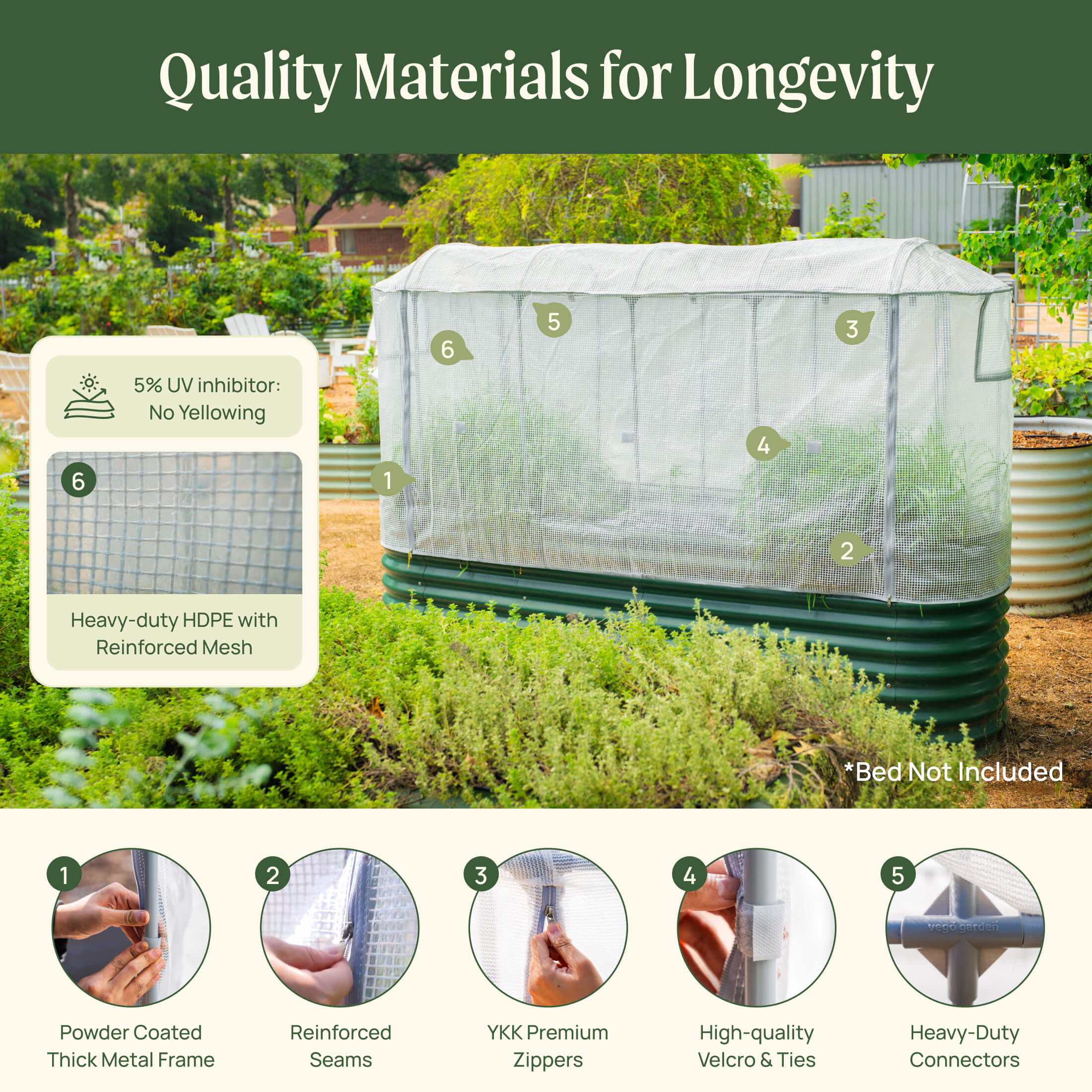 Greenhaus Gardening Frost Greenhouse Cover System for Classic Raised Beds