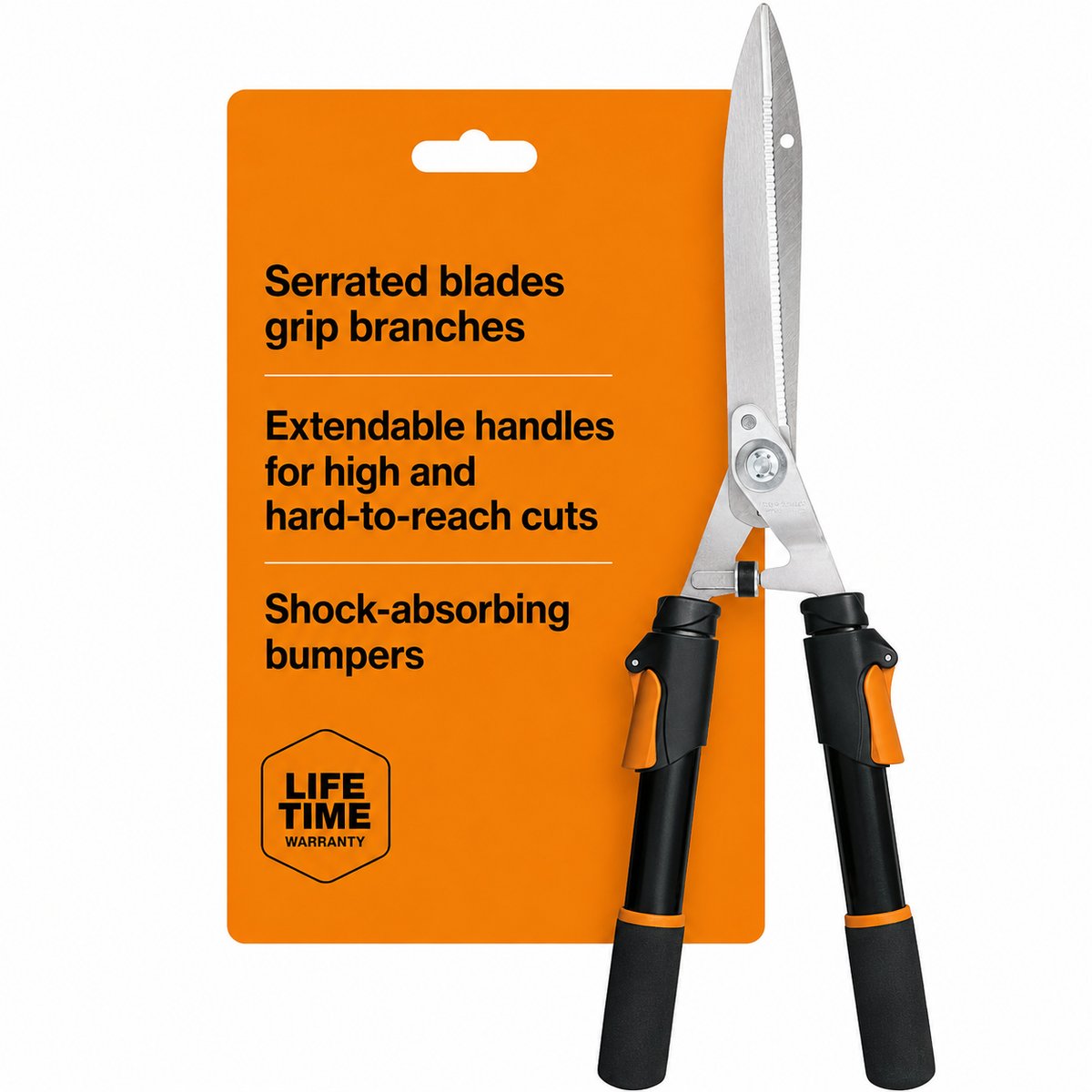 Greenhaus Gardening Extendable Power-Lever Hedge Shears with 10-Inch Hardened Steel Blades