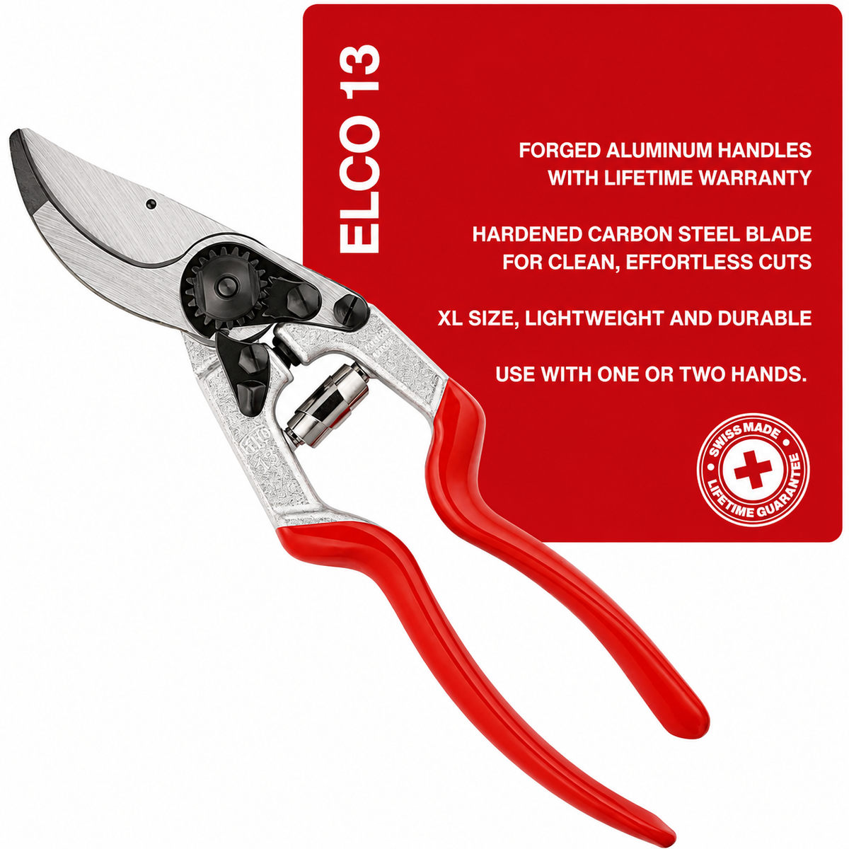 Greenhaus Gardening Professional Forged Aluminum Bypass Pruning Shears with Precision Carbon Steel Blade