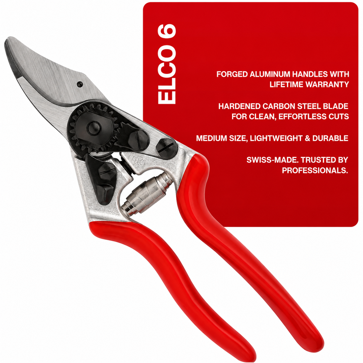 Greenhaus Gardening Professional Forged Aluminum Bypass Pruning Shears with Precision Carbon Steel Blade