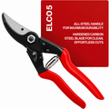 Greenhaus Gardening Professional Forged Aluminum Bypass Pruning Shears with Precision Carbon Steel Blade