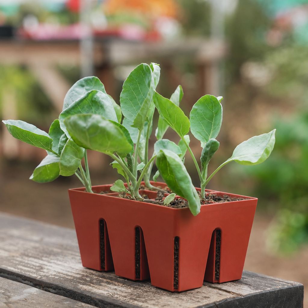 Greenhaus Gardening Seed Starting Trays 6-Cell Recycled Plastic Nursery Inserts