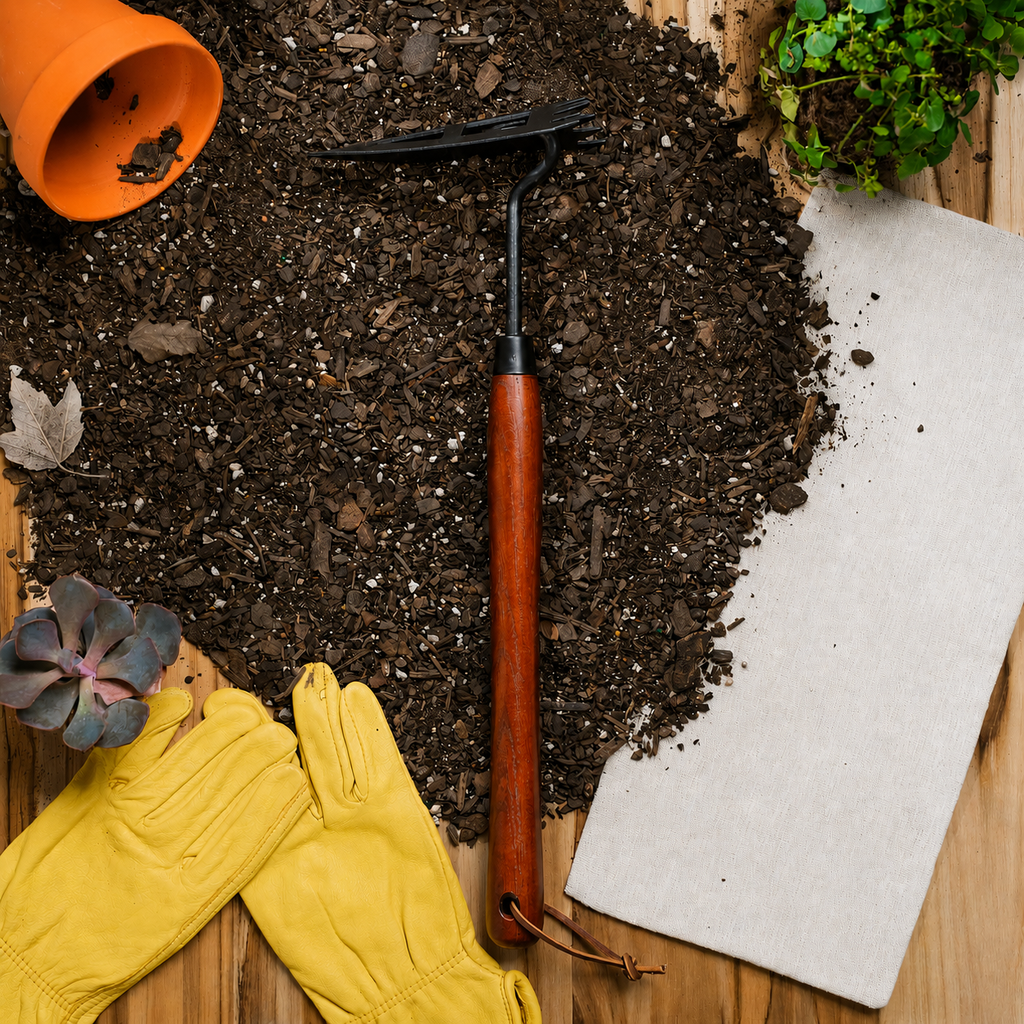 Greenhaus Gardening Hand Garden Hoe, FSC Wood Handle Multi-Use Weeding Tool