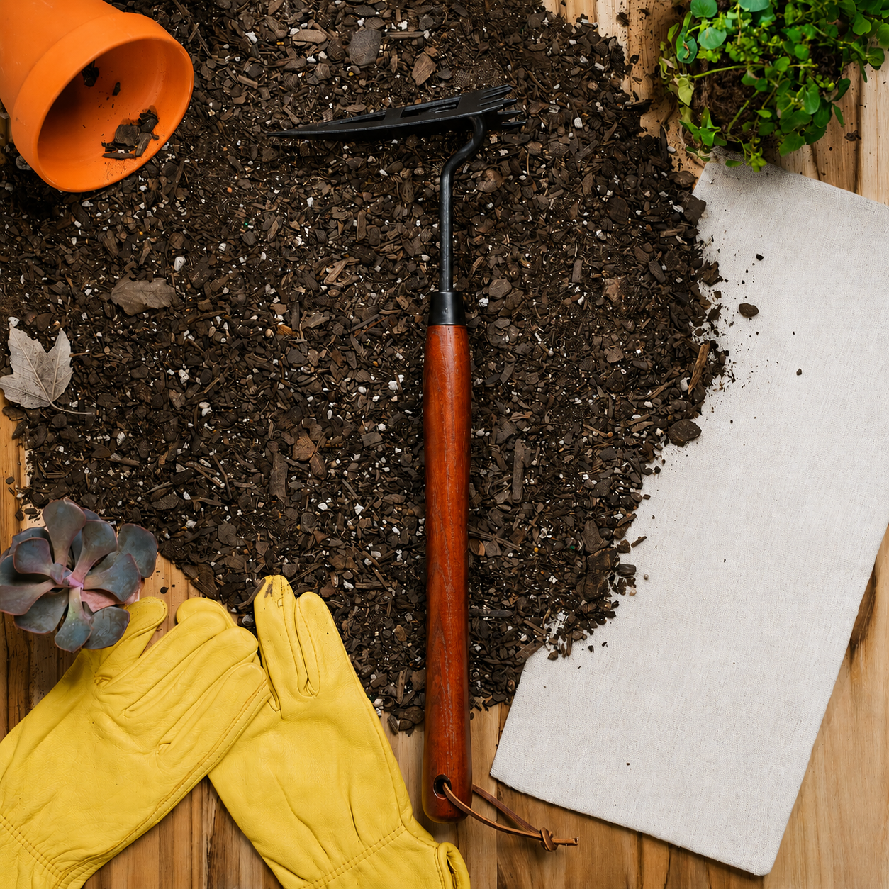 Greenhaus Gardening Hand Garden Hoe, FSC Wood Handle Multi-Use Weeding Tool