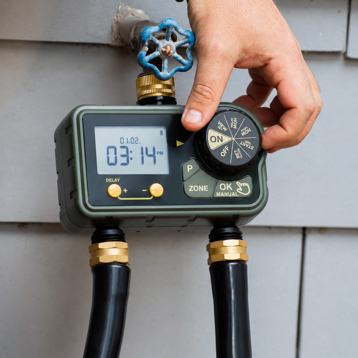 Greenhaus Gardening 2 Zone Waterproof Water Timer for Garden Irrigation Systems