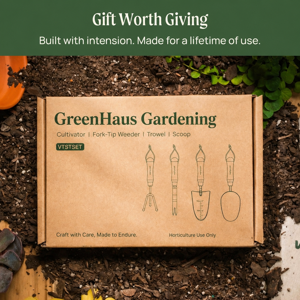 Greenhaus Gardening 4-Piece Gardening Tool Kit for Raised Beds & Flower Gardens