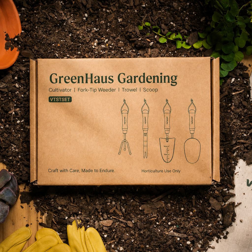 Greenhaus Gardening 4-Piece Gardening Tool Kit for Raised Beds & Flower Gardens