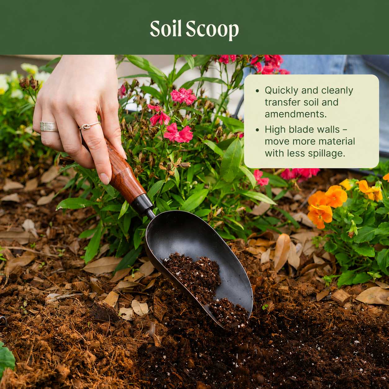 Greenhaus Gardening 4-Piece Gardening Tool Kit for Raised Beds & Flower Gardens