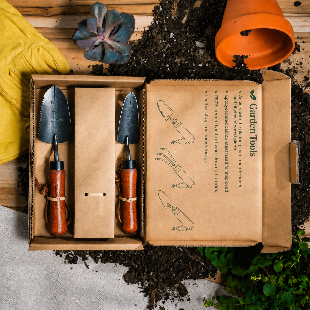 Greenhaus Gardening Gardening Tool Kit, 3-Piece Rust-Resistant Stainless Steel Set