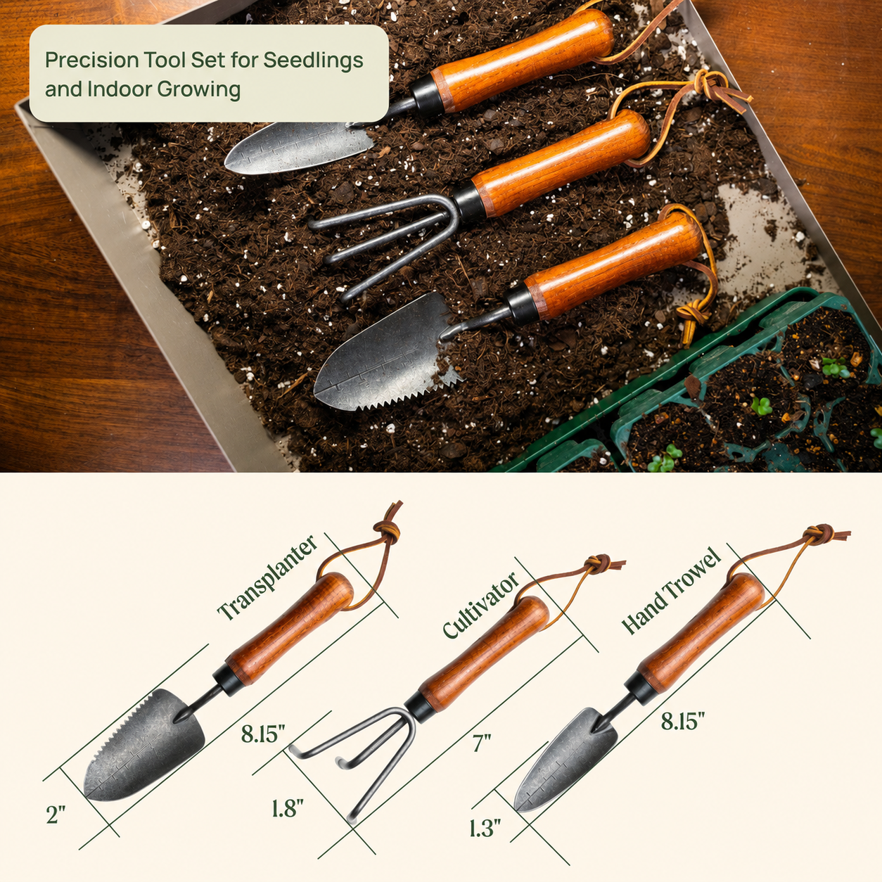 Greenhaus Gardening Gardening Tool Kit, 3-Piece Rust-Resistant Stainless Steel Set