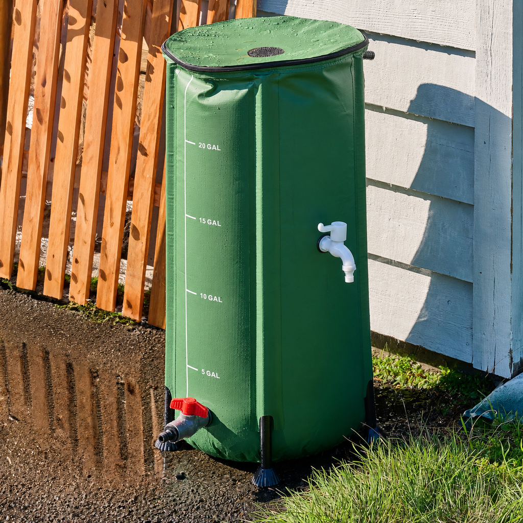 Greenhaus Gardening 26-Gallon Rainwater Barrel with Easy Access Spigot