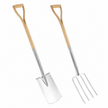 Greenhaus Gardening 2PC Garden Tool Set, Stainless Steel Digging Fork & Shovel
