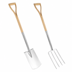 Greenhaus Gardening 2PC Garden Tool Set, Stainless Steel Digging Fork & Shovel