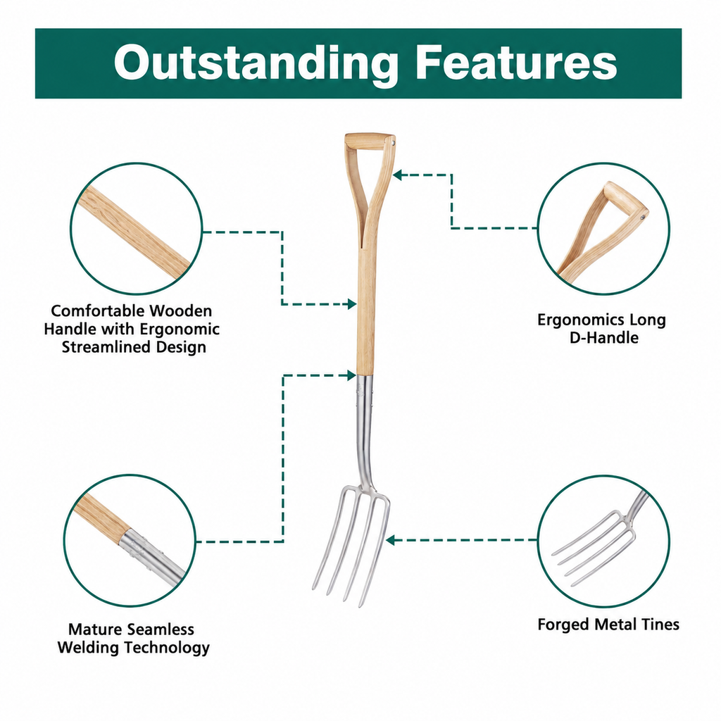 Greenhaus Gardening 2PC Garden Tool Set, Stainless Steel Digging Fork & Shovel
