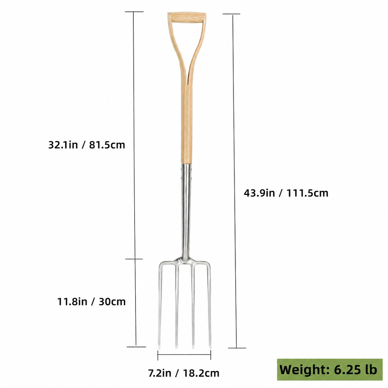 Greenhaus Gardening 2PC Garden Tool Set, Stainless Steel Digging Fork & Shovel