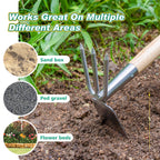 Greenhaus Gardening Stainless Steel Garden Hoe & Rake with Wooden Handle