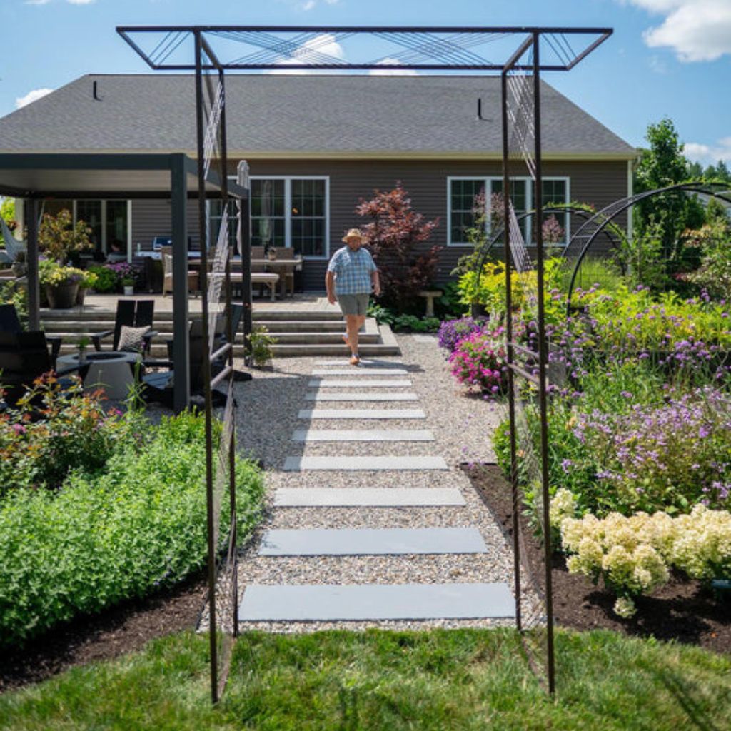 Greenhaus Gardening Metal Garden Arbor Trellis, Elegant Outdoor Garden Accent