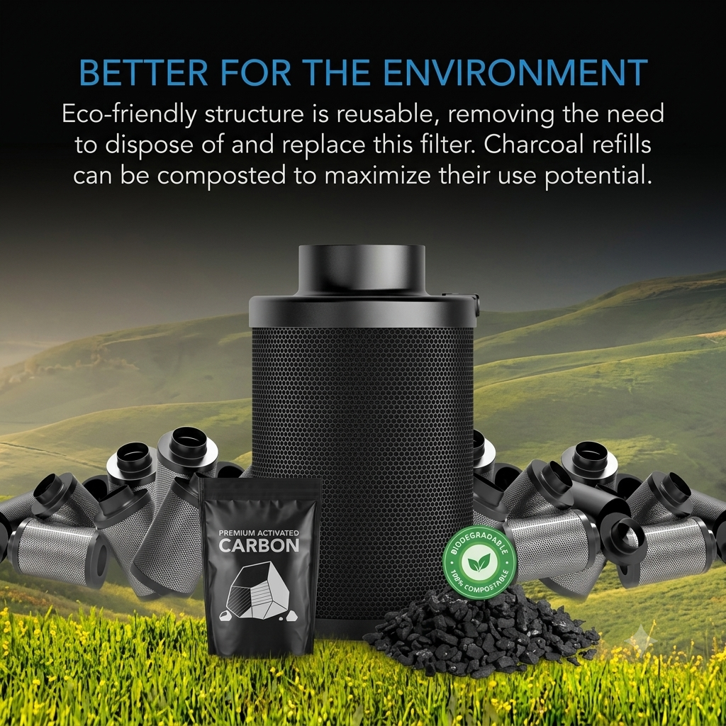 Greenhaus Gardening 8-Inch Refillable Carbon Filter Kit for Grow Tent Ventilation