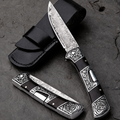 Greenhaus Gardening Premium Folding Knife with Damascus Steel Blade